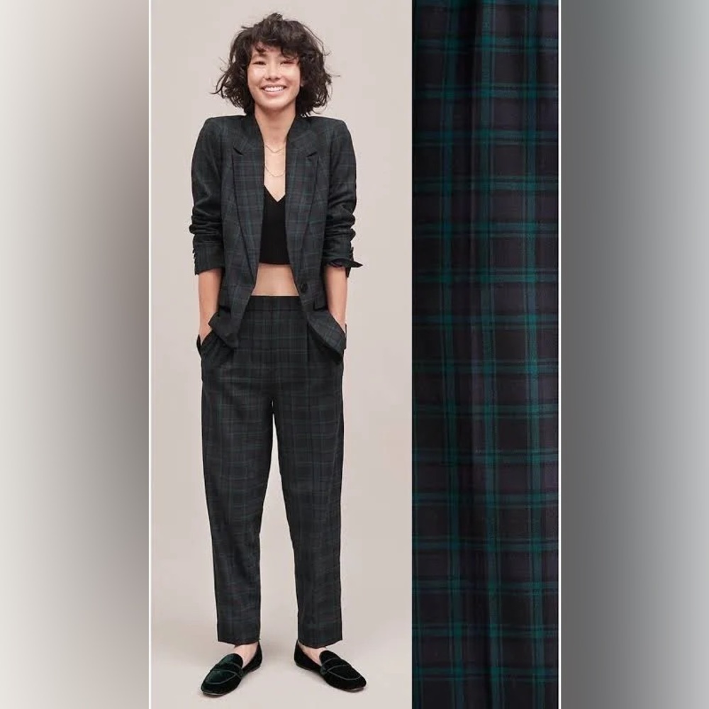 JCrew Bi-strech wool tapered pant in Black Watch tartan